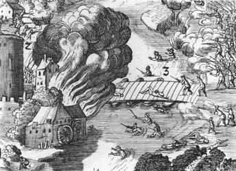 Gesamtansicht der Schlacht bei Mühlberg, Detail, 24. April 1547